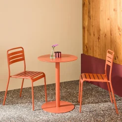 Mesa de jardín bistró redonda de acero con 2 sillas