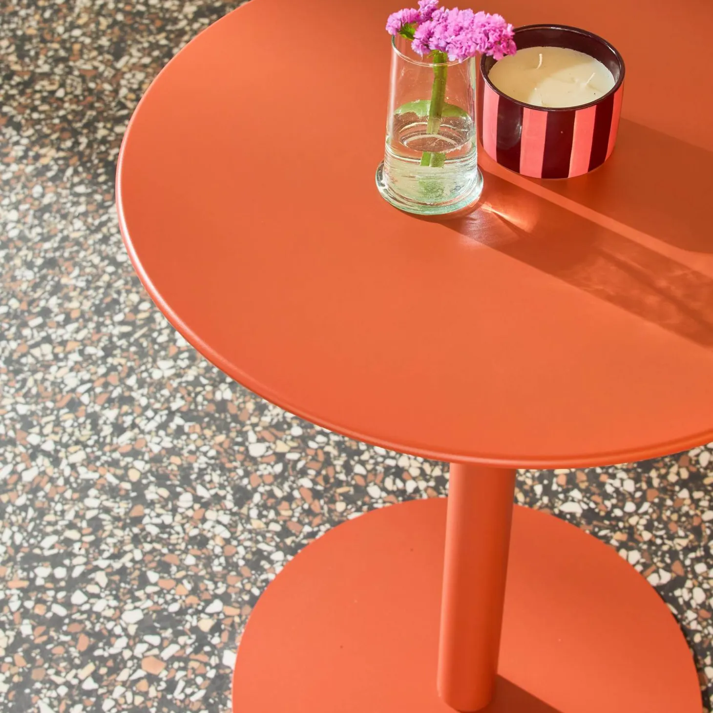 Mesa de jardín bistró redonda de acero para 2 personas
