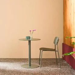Mesa de jardín bistró redonda de acero para 2 personas