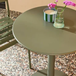 Mesa de jardín bistró redonda de acero con 2 sillas