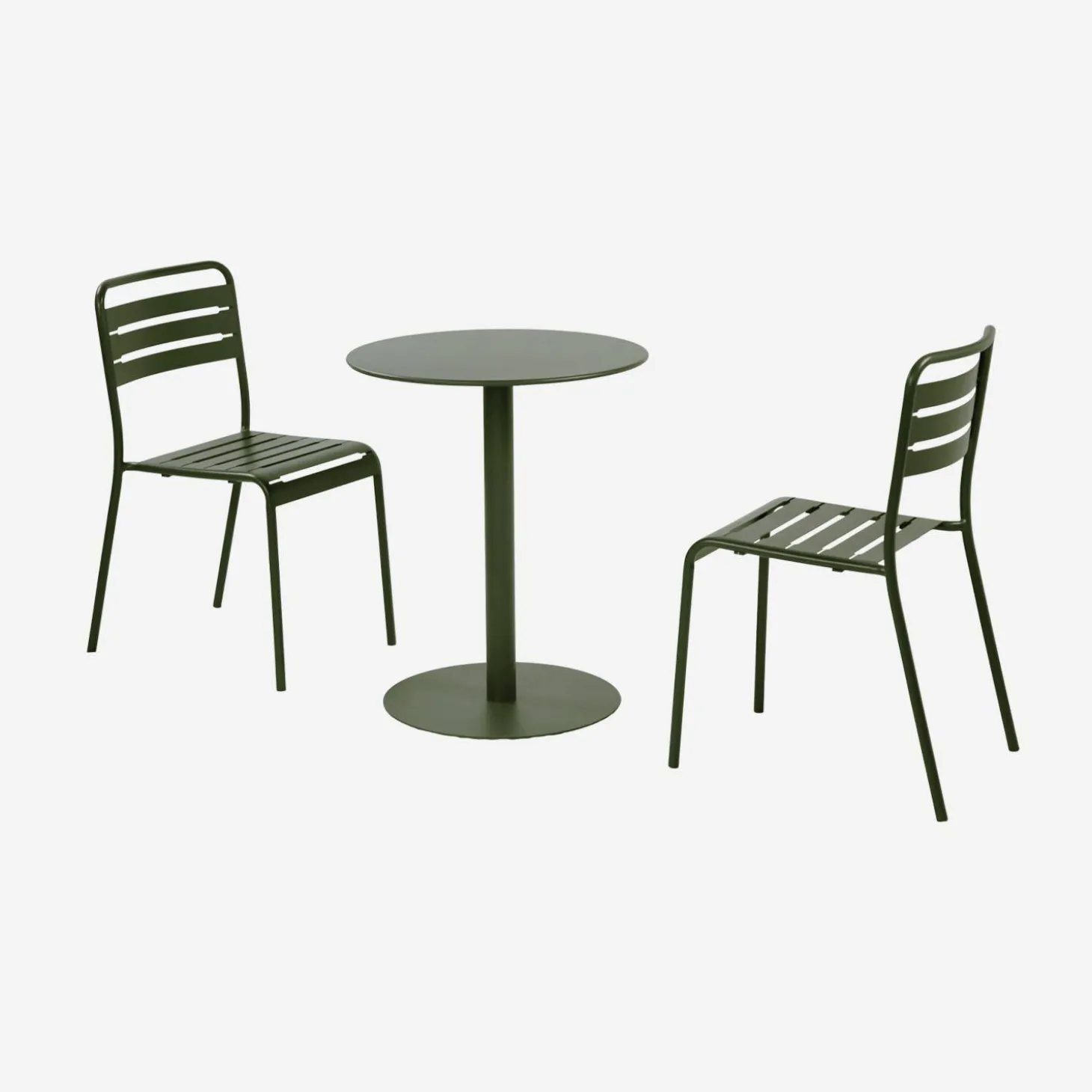 Mesa de jardín bistró redonda de acero con 2 sillas
