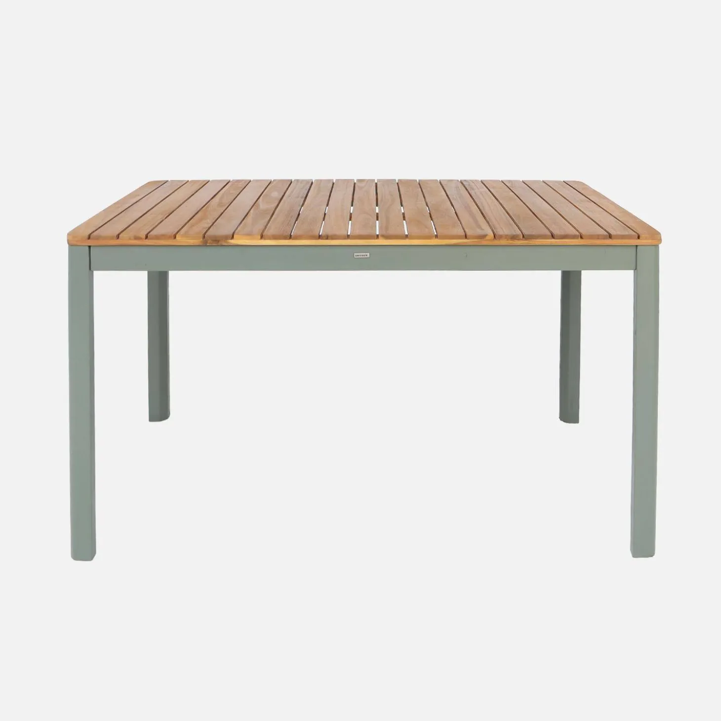 Mesa de jardín de acacia con esquinas redondeadas, 6 plazas