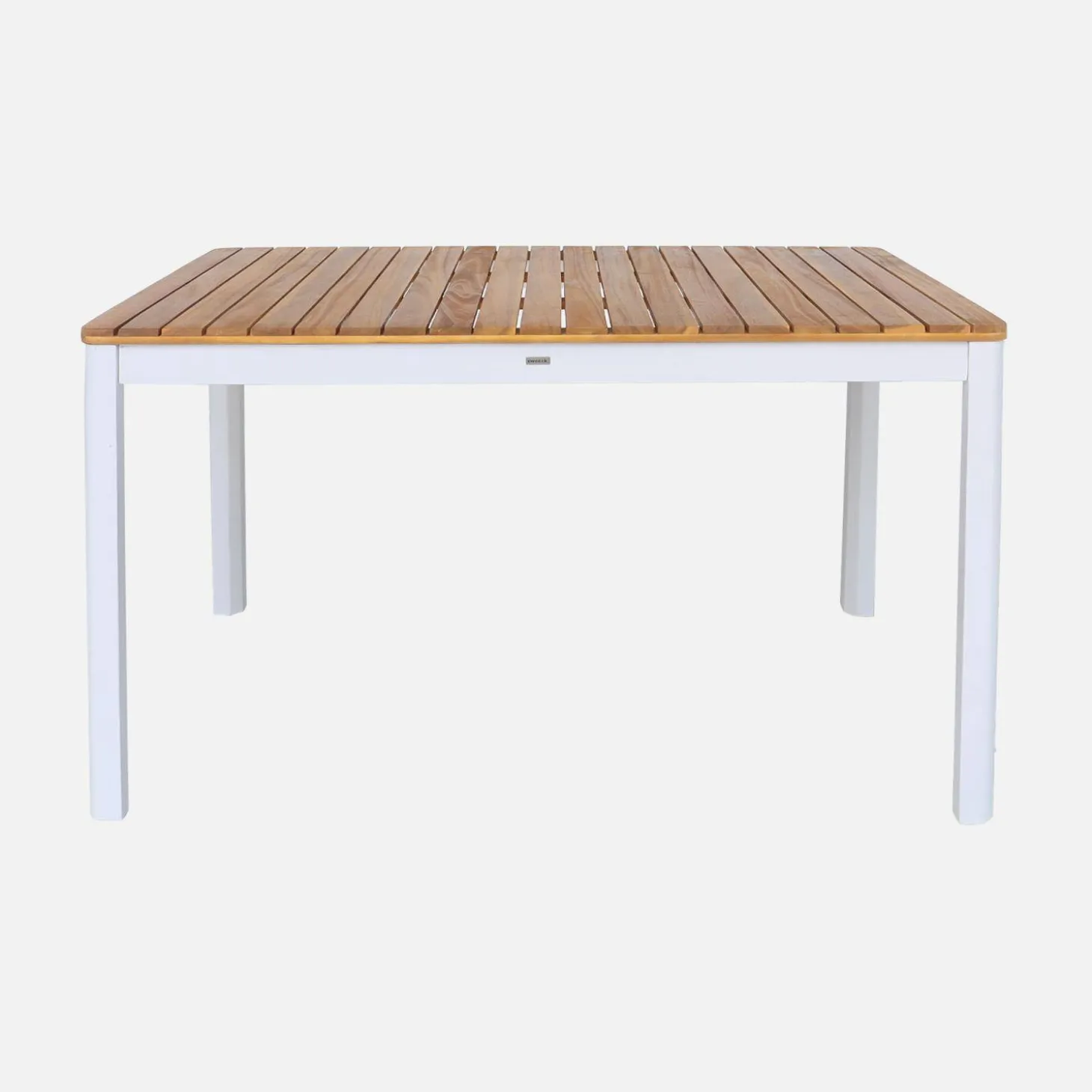 Mesa de jardín de acacia con esquinas redondeadas, 6 sillas