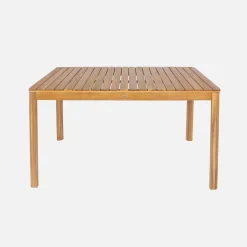 Mesa de jardín de acacia con esquinas redondeadas, 6 plazas