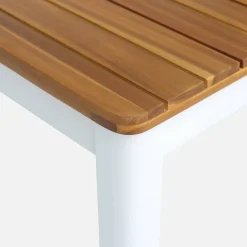 Mesa de jardín de acacia con esquinas redondeadas, 10 sillas