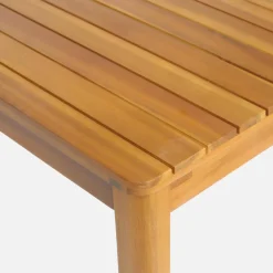 Mesa de jardín de acacia con esquinas redondeadas, 10 sillas