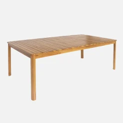 Mesa de jardín de acacia con esquinas redondeadas, 10 sillas