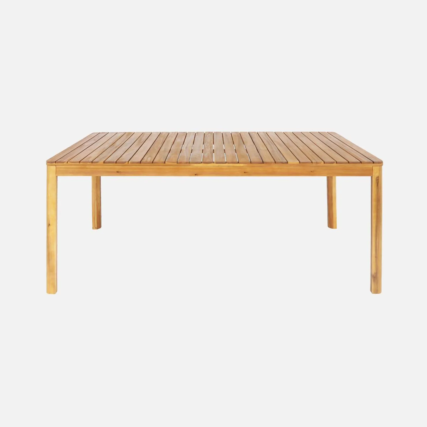 Mesa de jardín de acacia con esquinas redondeadas, 8 sillas