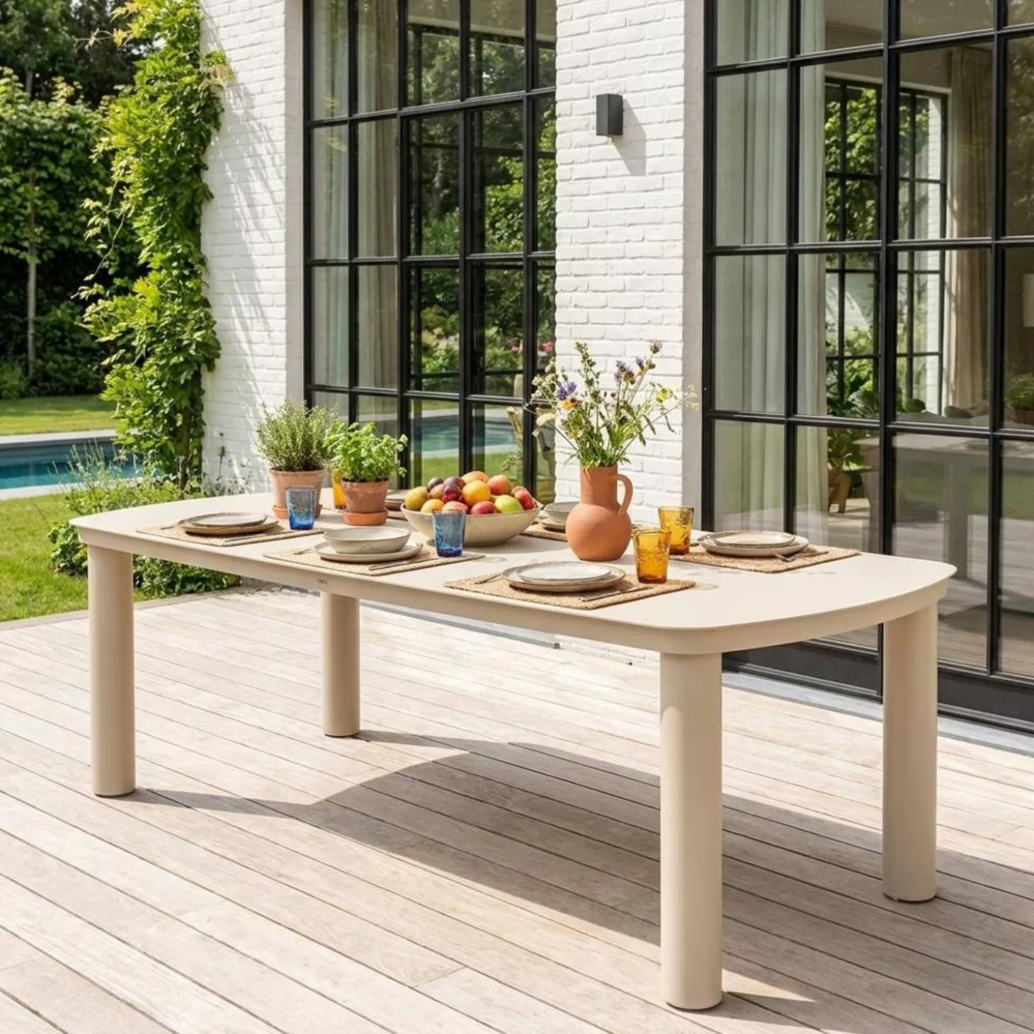 Mesa de jardín de aluminio, 10 plazas