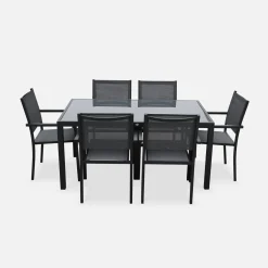 Mesa de jardín de aluminio con 6 sillas de textileno