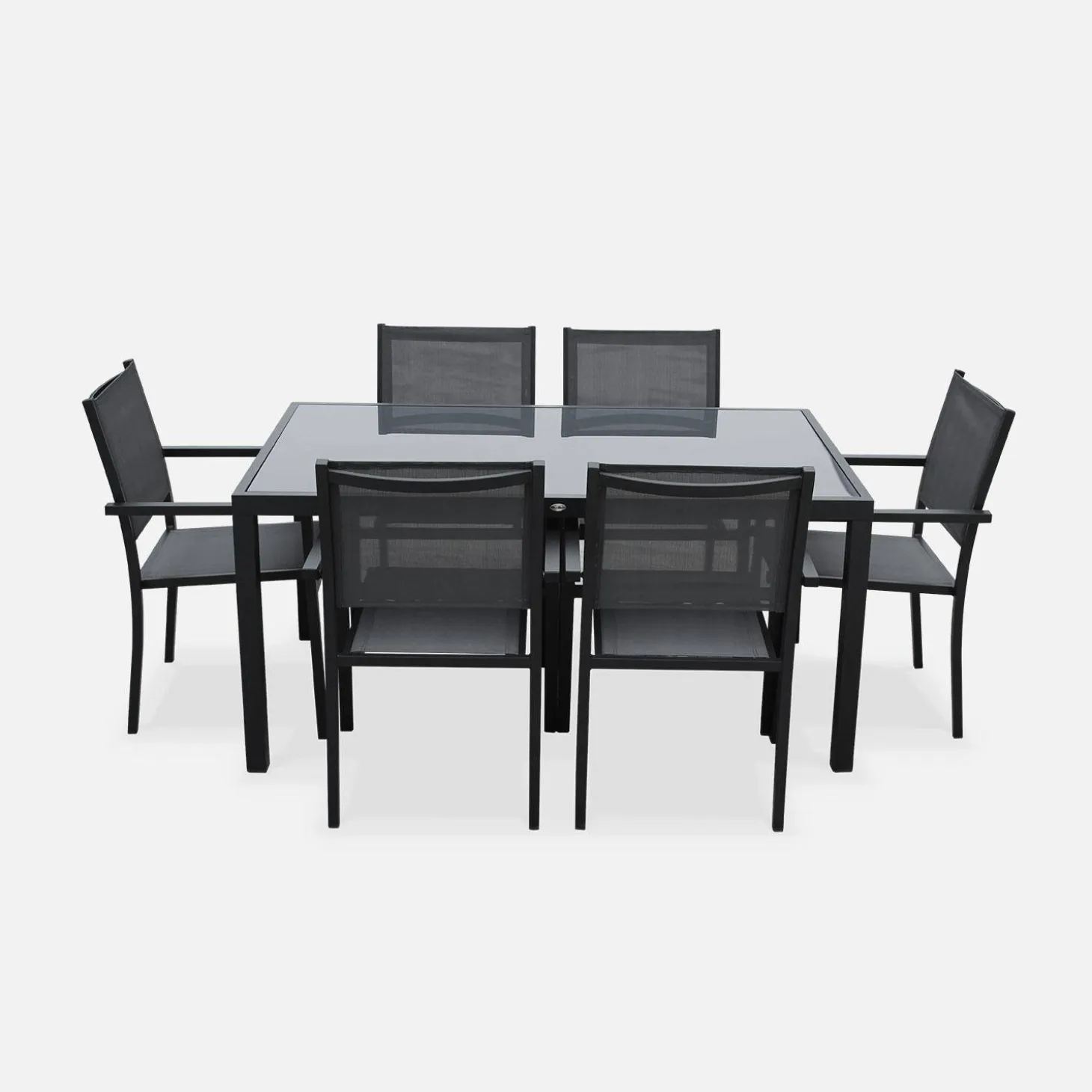 Mesa de jardín de aluminio con 6 sillas de textileno