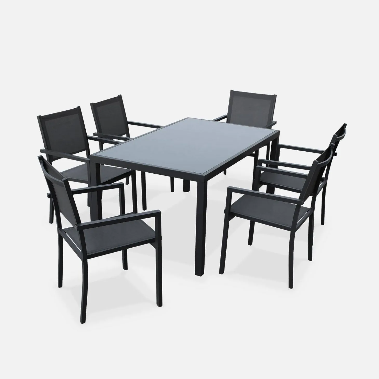 Mesa de jardín de aluminio con 6 sillas de textileno