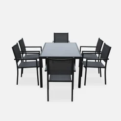 Mesa de jardín de aluminio con 6 sillas de textileno