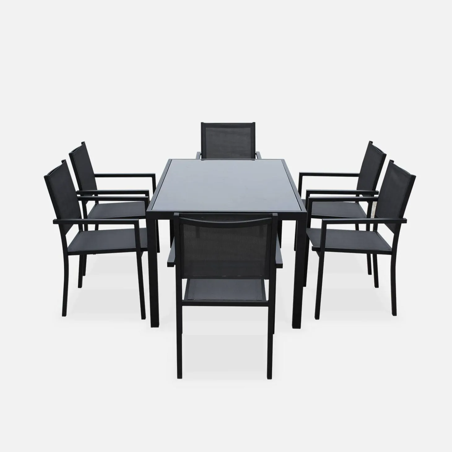 Mesa de jardín de aluminio con 6 sillas de textileno