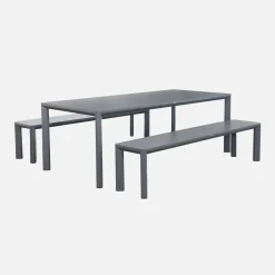 Mesa de jardín de aluminio con 2 bancos de 8 plazas