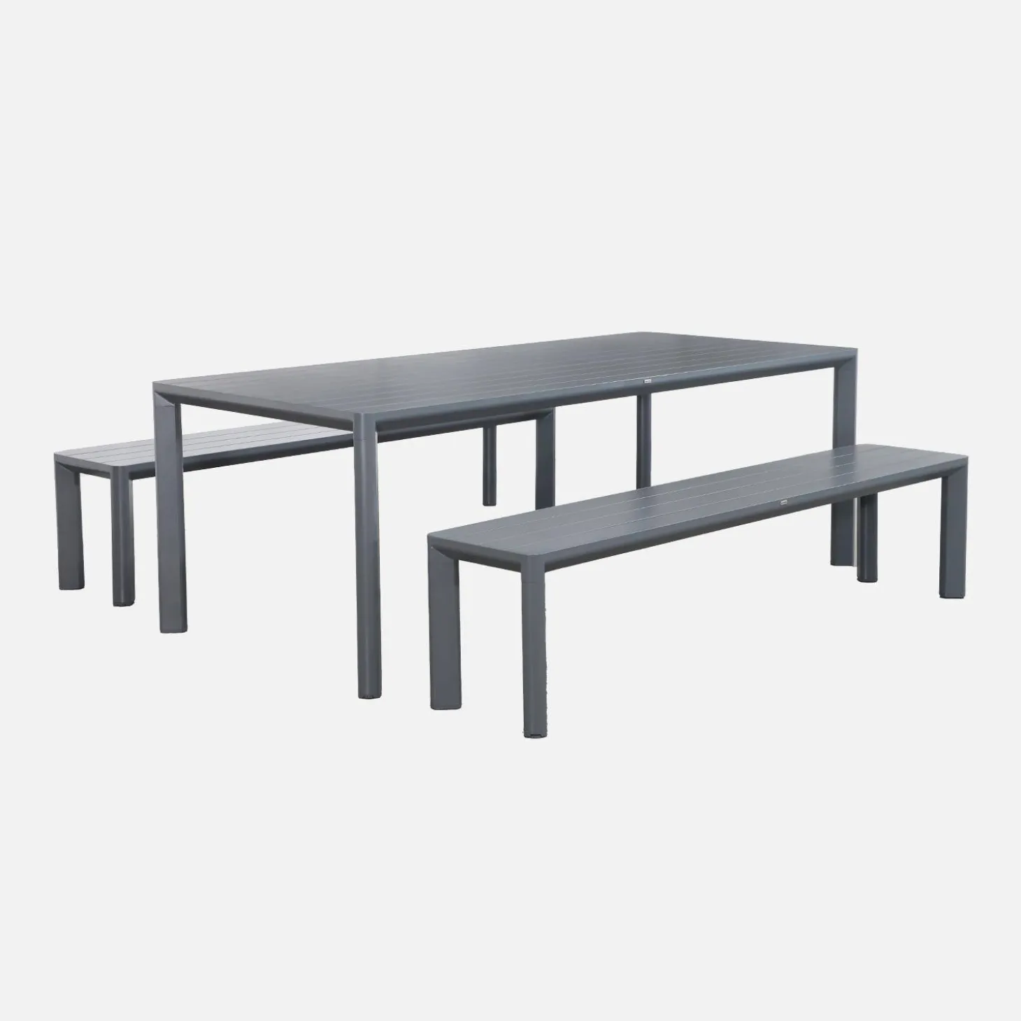 Mesa de jardín de aluminio con 2 bancos de 8 plazas