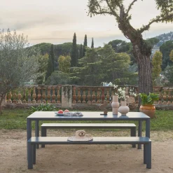 Mesa de jardín de aluminio con 2 bancos de 8 plazas