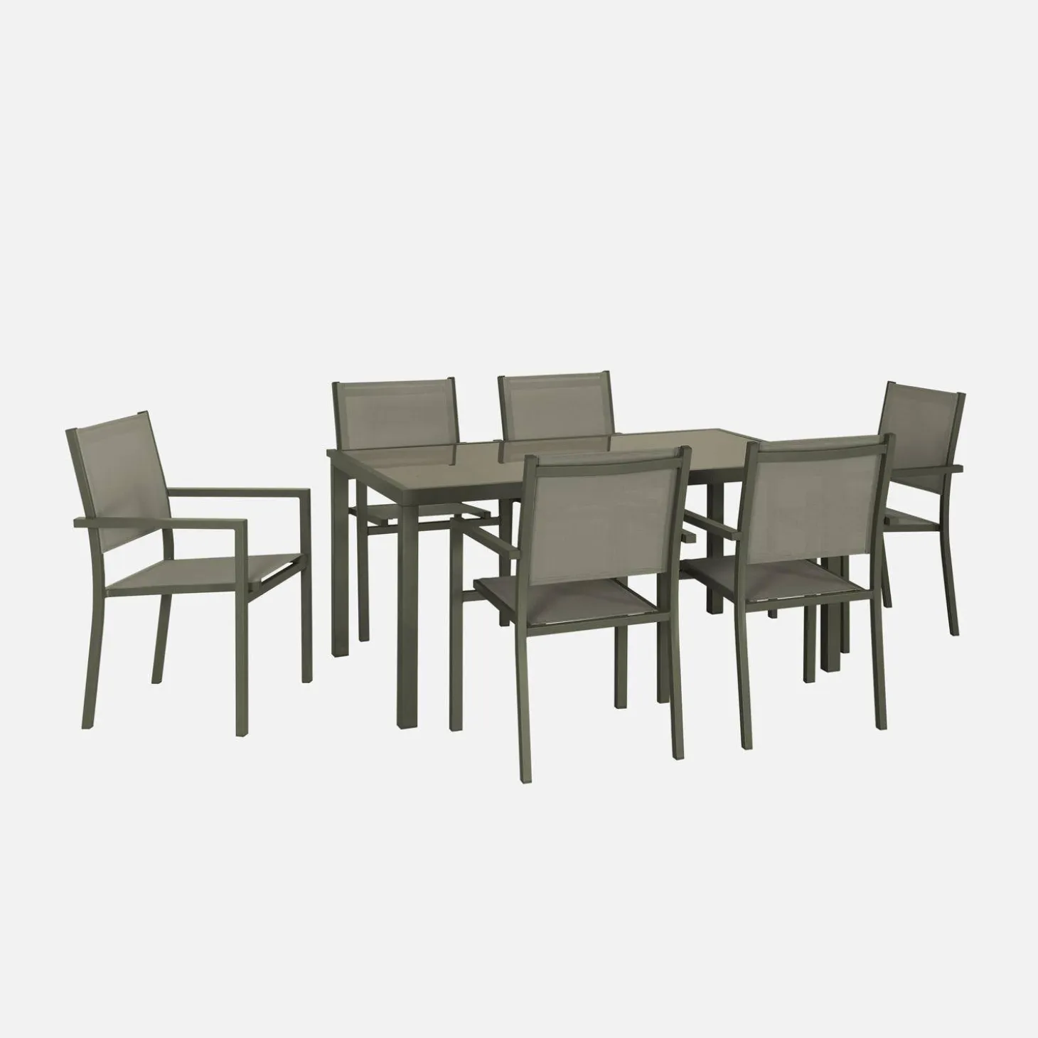 Mesa de jardín de aluminio con 6 sillas de textileno