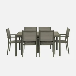 Mesa de jardín de aluminio con 6 sillas de textileno