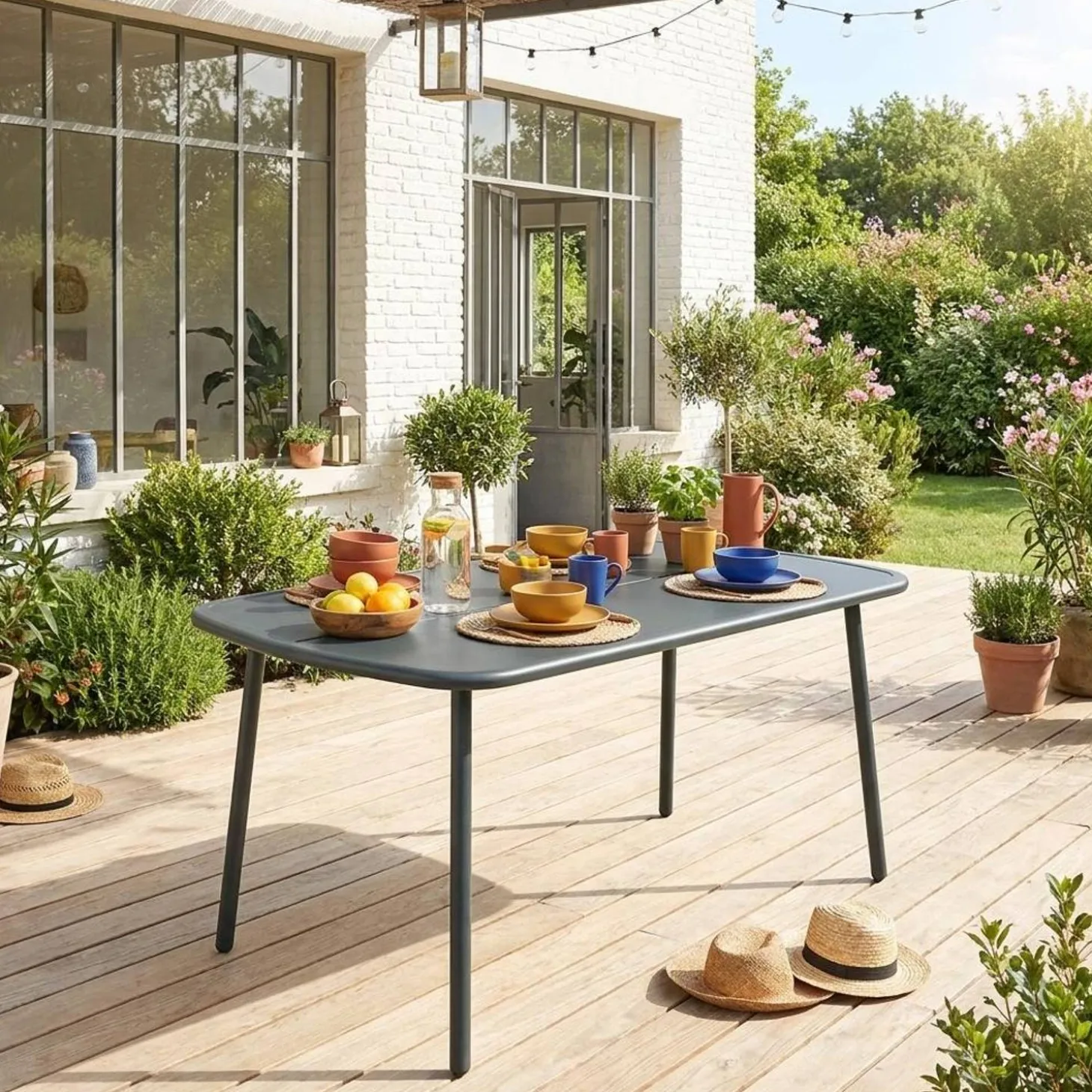 Mesa de jardín de aluminio, 4-6 plazas