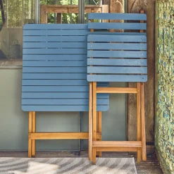 Mesa de jardín de madera de acacia con 2 sillas plegables