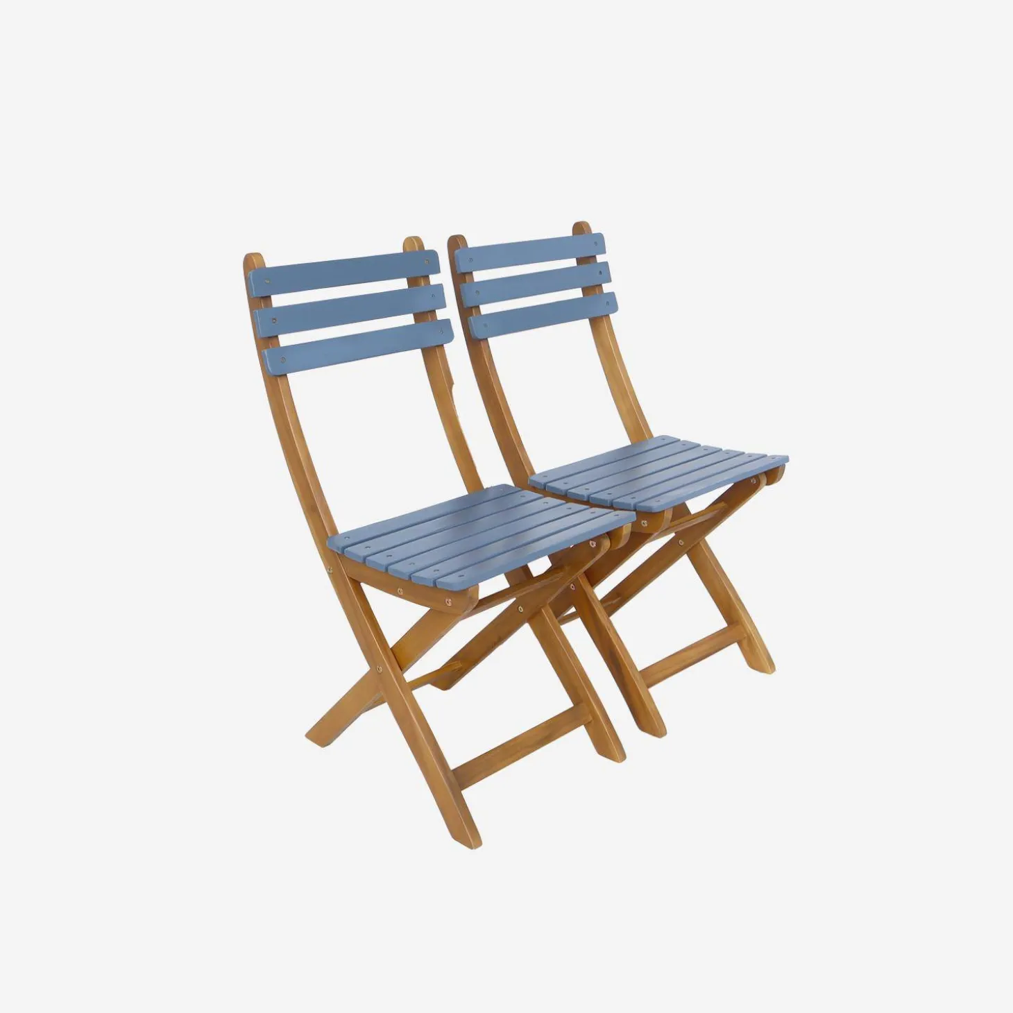 Mesa de jardín de madera de acacia con 2 sillas plegables