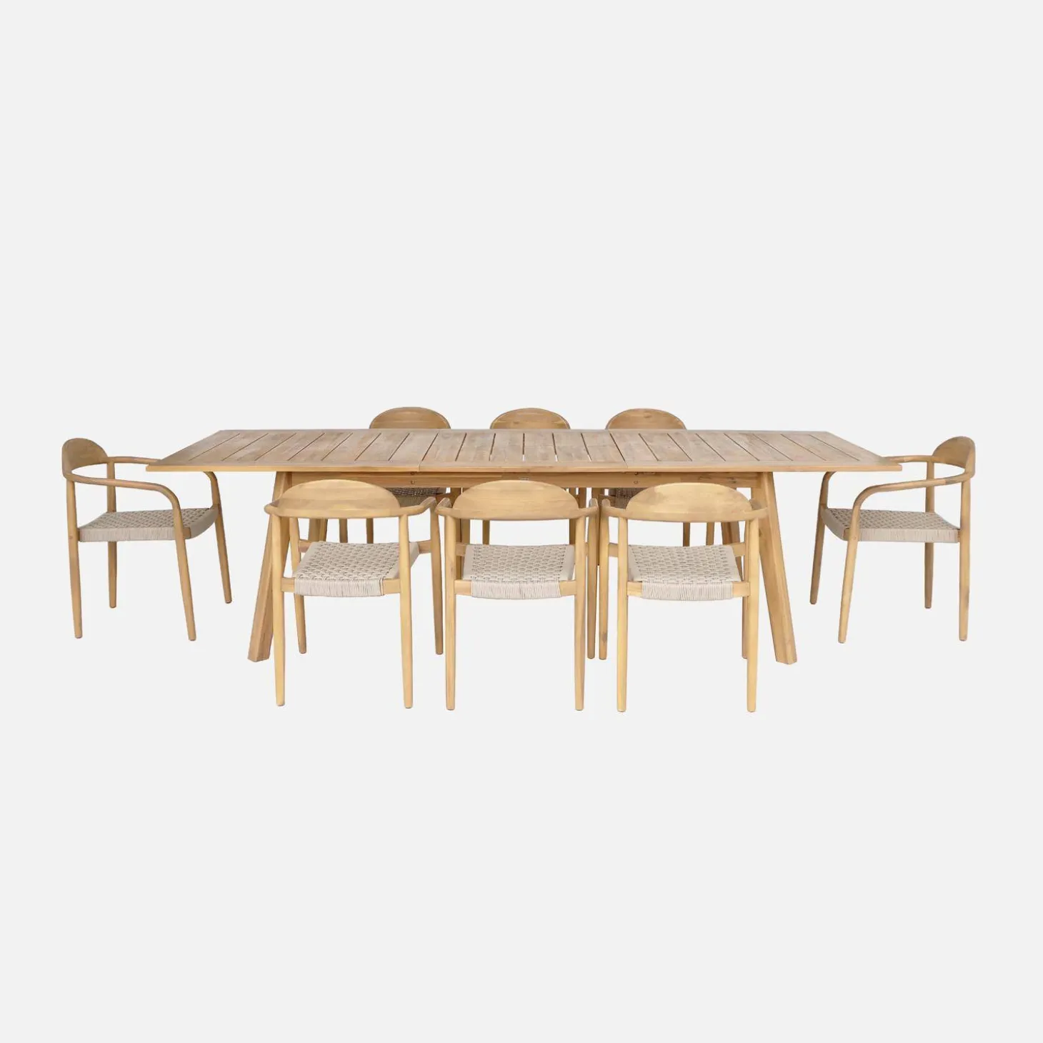Mesa de jardín de madera de acacia con 8 sillas