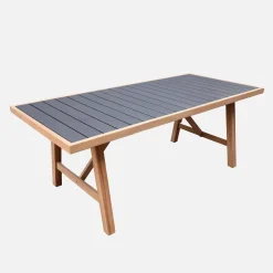 Mesa de jardín de madera de acacia y aluminio, 8 plazas