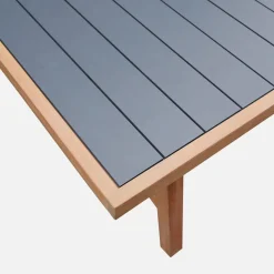 Mesa de jardín de madera de acacia y aluminio, 8 plazas