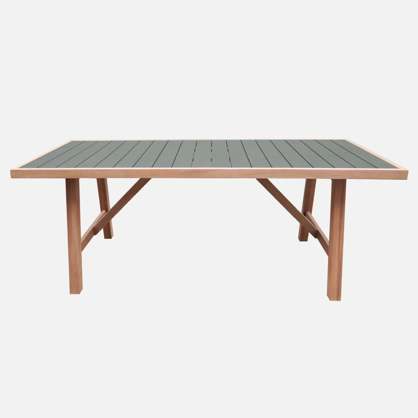Mesa de jardín de madera de acacia y aluminio, 8 plazas