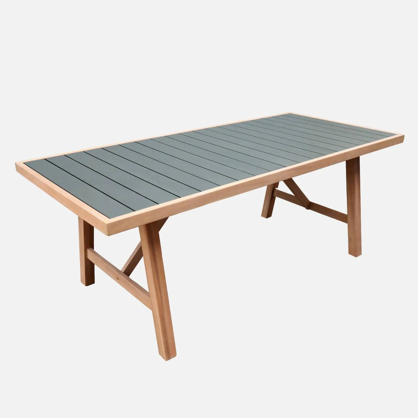 Mesa de jardín de madera de acacia y aluminio, 8 plazas