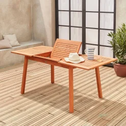 Mesa de jardín de madera extensible de 6 a 8 plazas