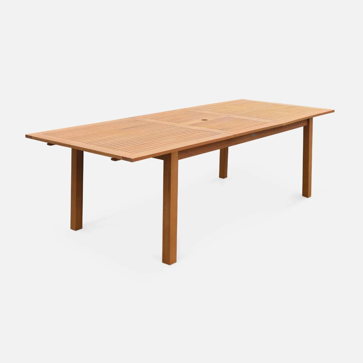 Mesa de jardín de madera extensible, 8-10 plazas