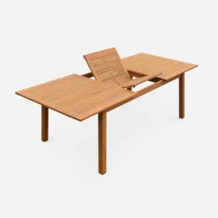 Mesa de jardín de madera extensible, 8-10 plazas