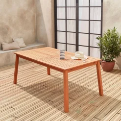 Mesa de jardín de madera extensible, 8-10 plazas