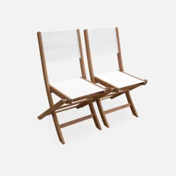 Mesa de jardín de madera extensible, 6 sillas