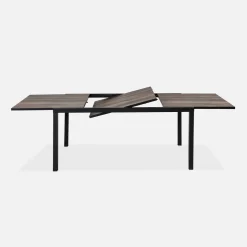 Mesa de jardín de madera extensible de DPC y aluminio, 6-8 plazas