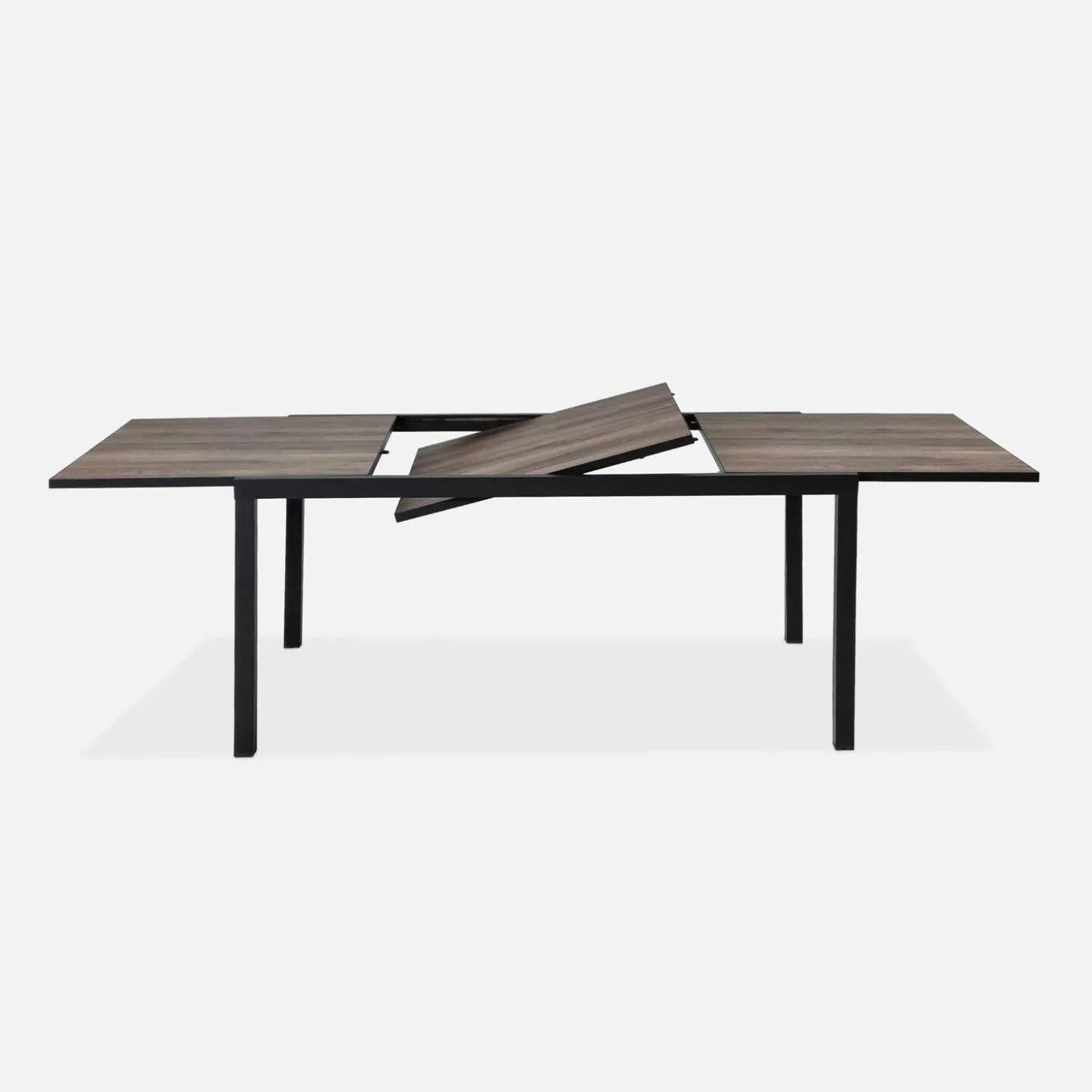 Mesa de jardín de madera extensible de DPC y aluminio, 6-8 plazas