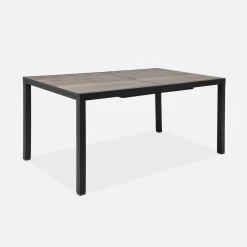 Mesa de jardín de madera extensible de DPC y aluminio, 6-8 plazas