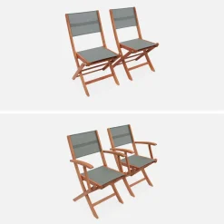 Mesa de jardín de madera extensible, 6 sillas