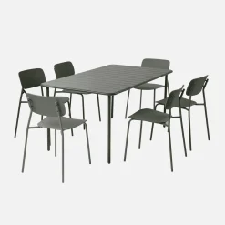 Mesa de jardín de metal con 6 sillas