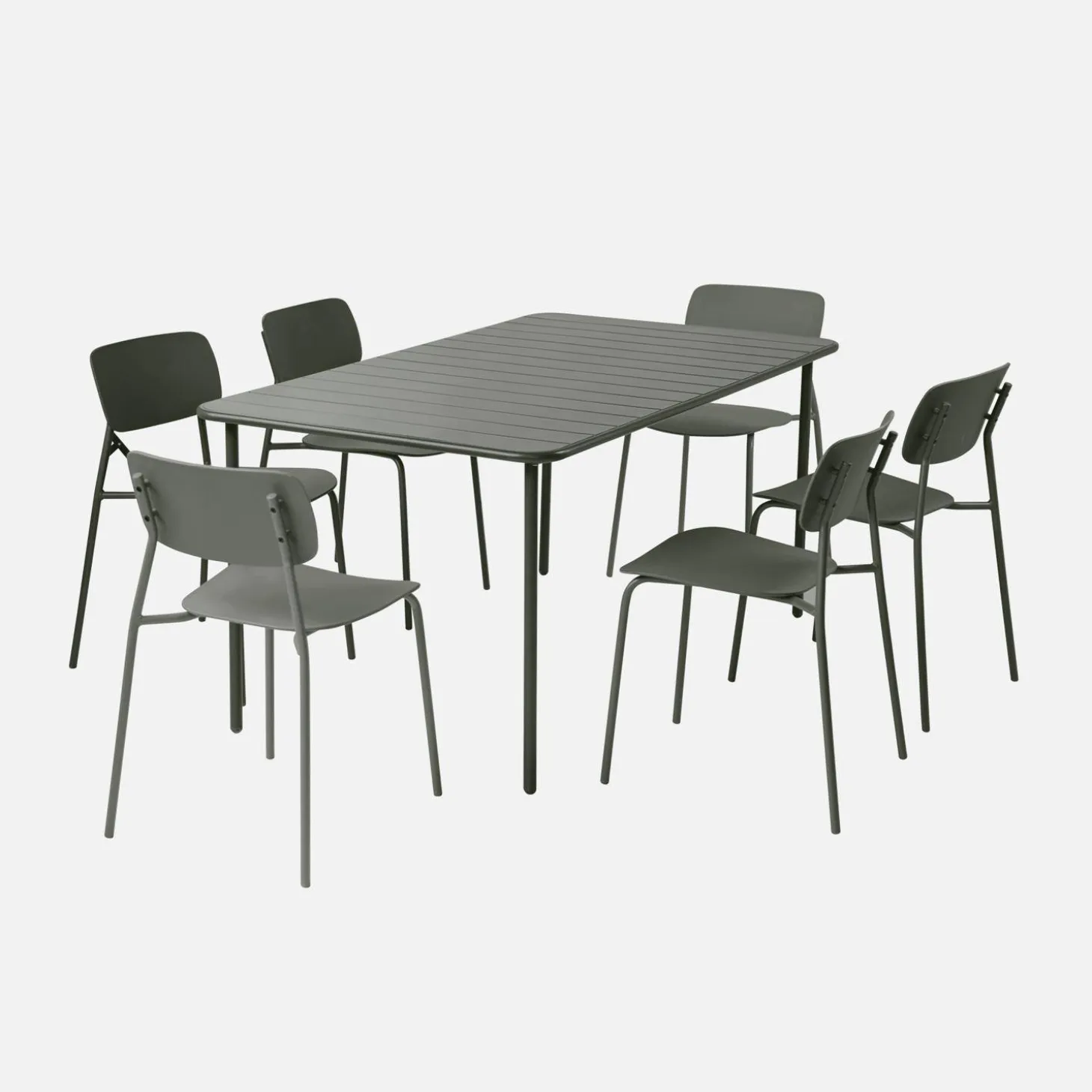 Mesa de jardín de metal con 6 sillas