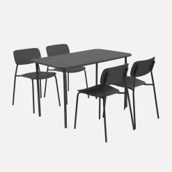 Mesa de jardín de metal con 4 sillas