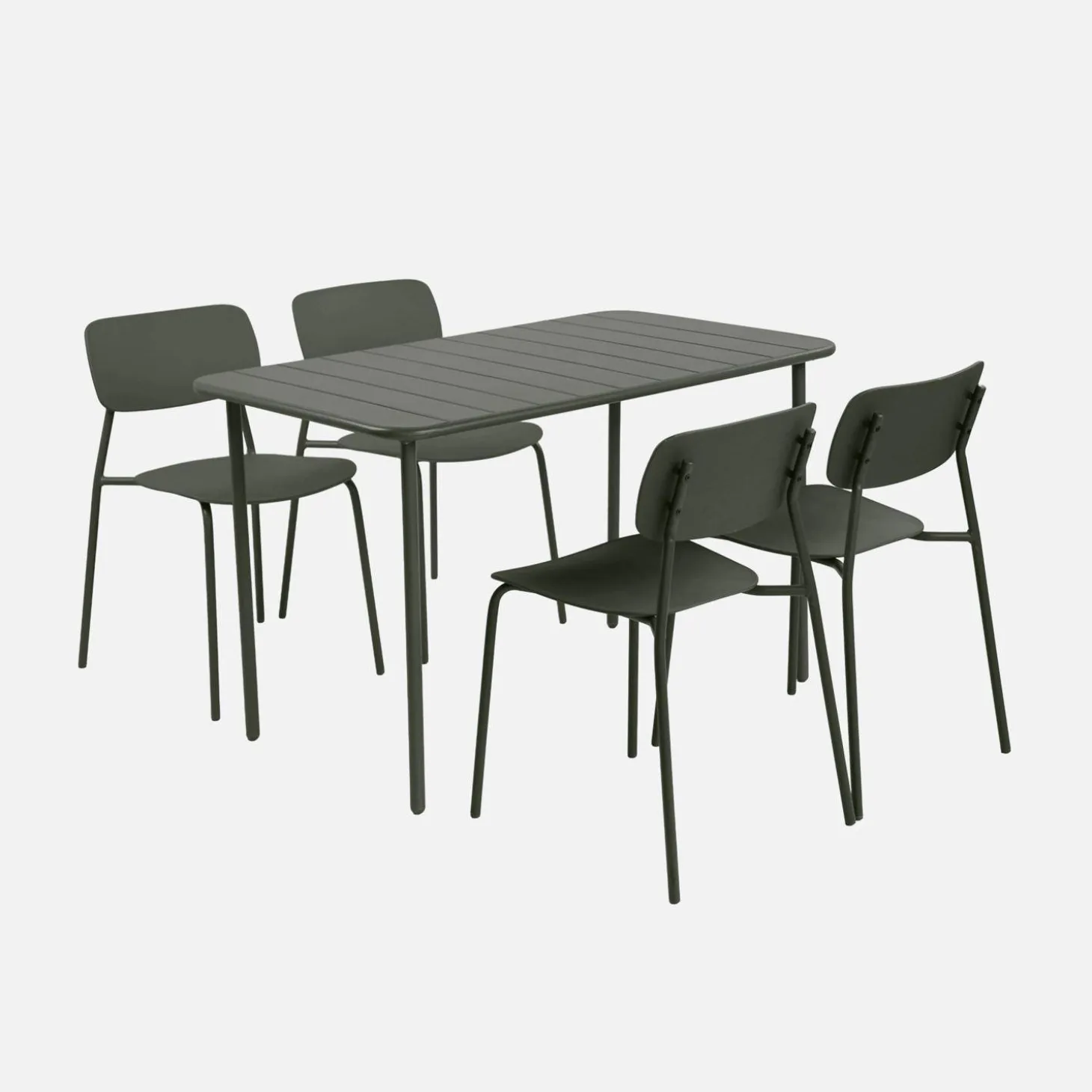 Mesa de jardín de metal con 4 sillas