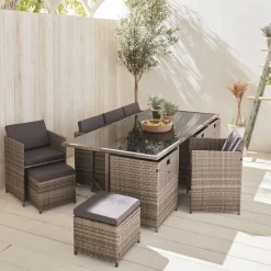 Mesa de jardín de resina con capacidad de 12 plazas