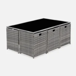 Mesa de jardín de resina de 10 plazas