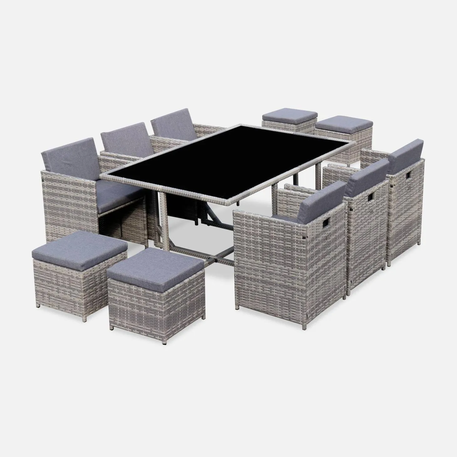Mesa de jardín de resina de 10 plazas