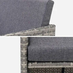 Mesa de jardín encastrable de resina trenzada 12 sillones + funda