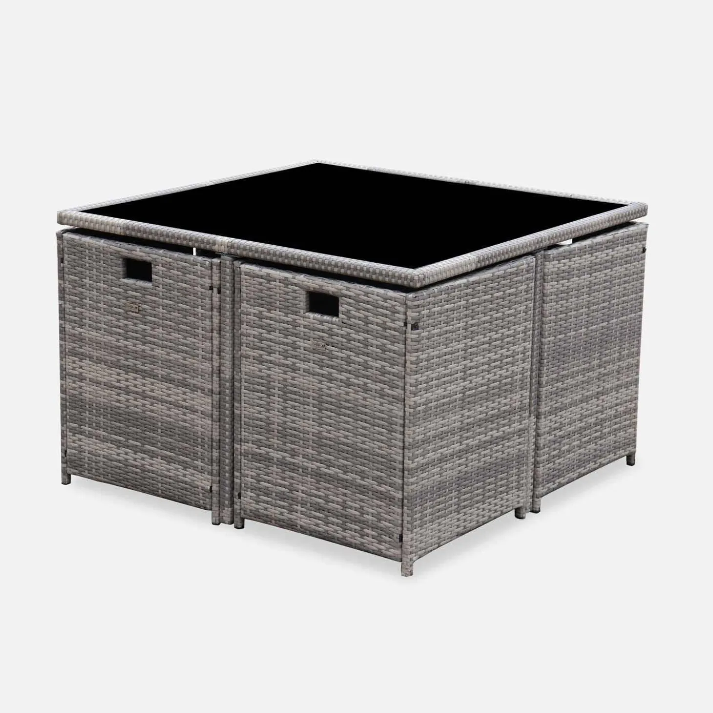 Mesa de jardín encastrable resina con 8 sillones + cobertor