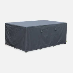 Mesa de jardín encastrable resina con 10 sillones + cobertor